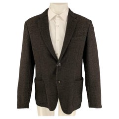 ERMENEGILDO ZEGNA Size 40 Brown Black Herringbone Wool Blend Sport Coat