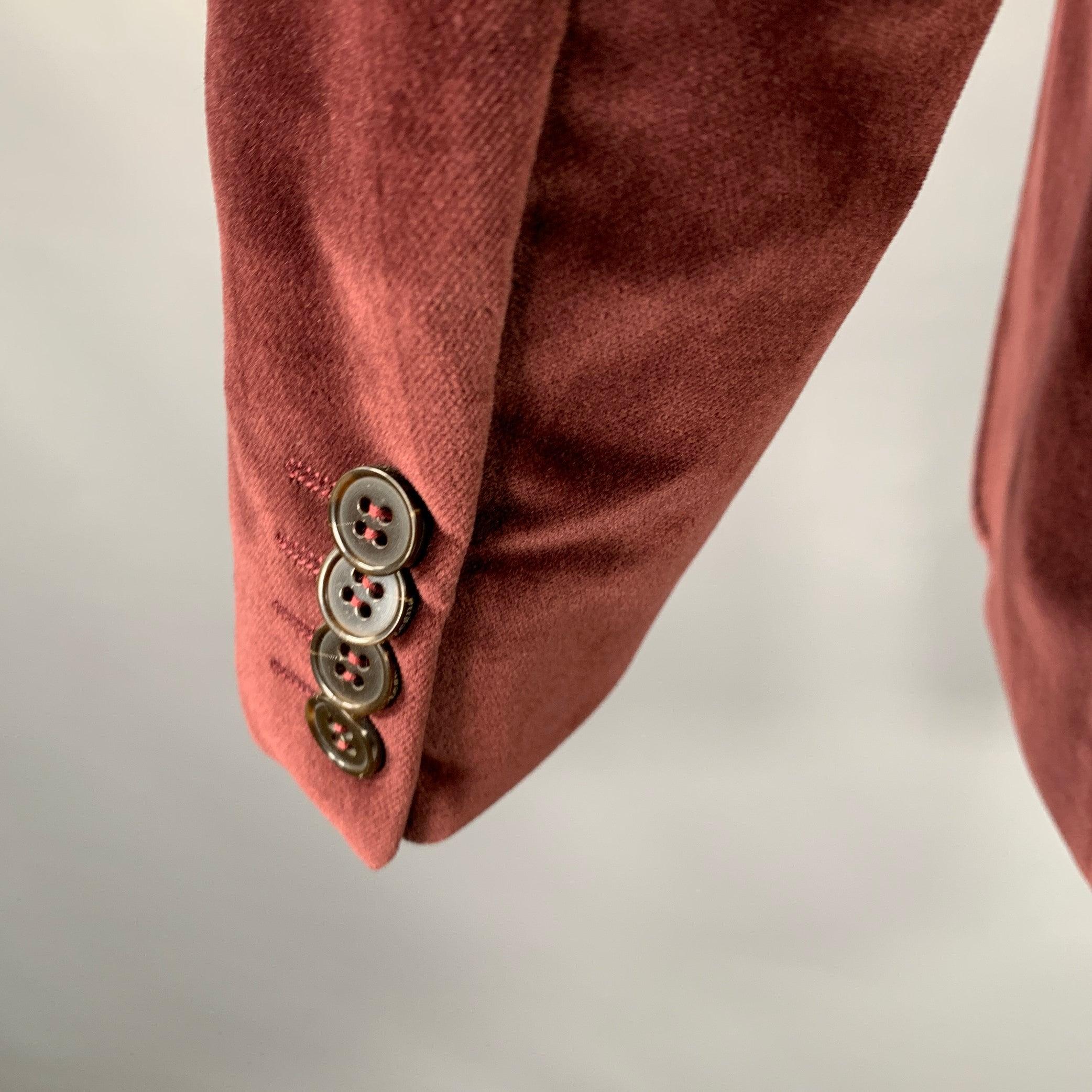 ERMENEGILDO ZEGNA - Manteau de sport en velours et coton bordeaux, taille 40 Excellent état - En vente à San Francisco, CA