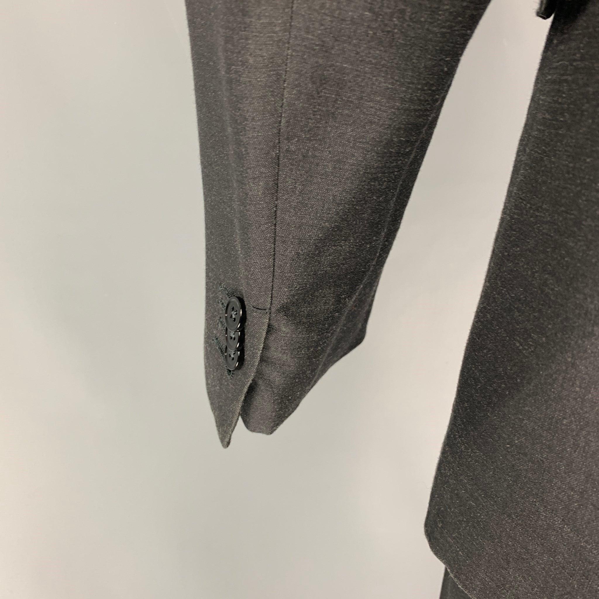 Men's ERMENEGILDO ZEGNA Size 40 Charcoal Silk Wool Peak Lapel Suit For Sale