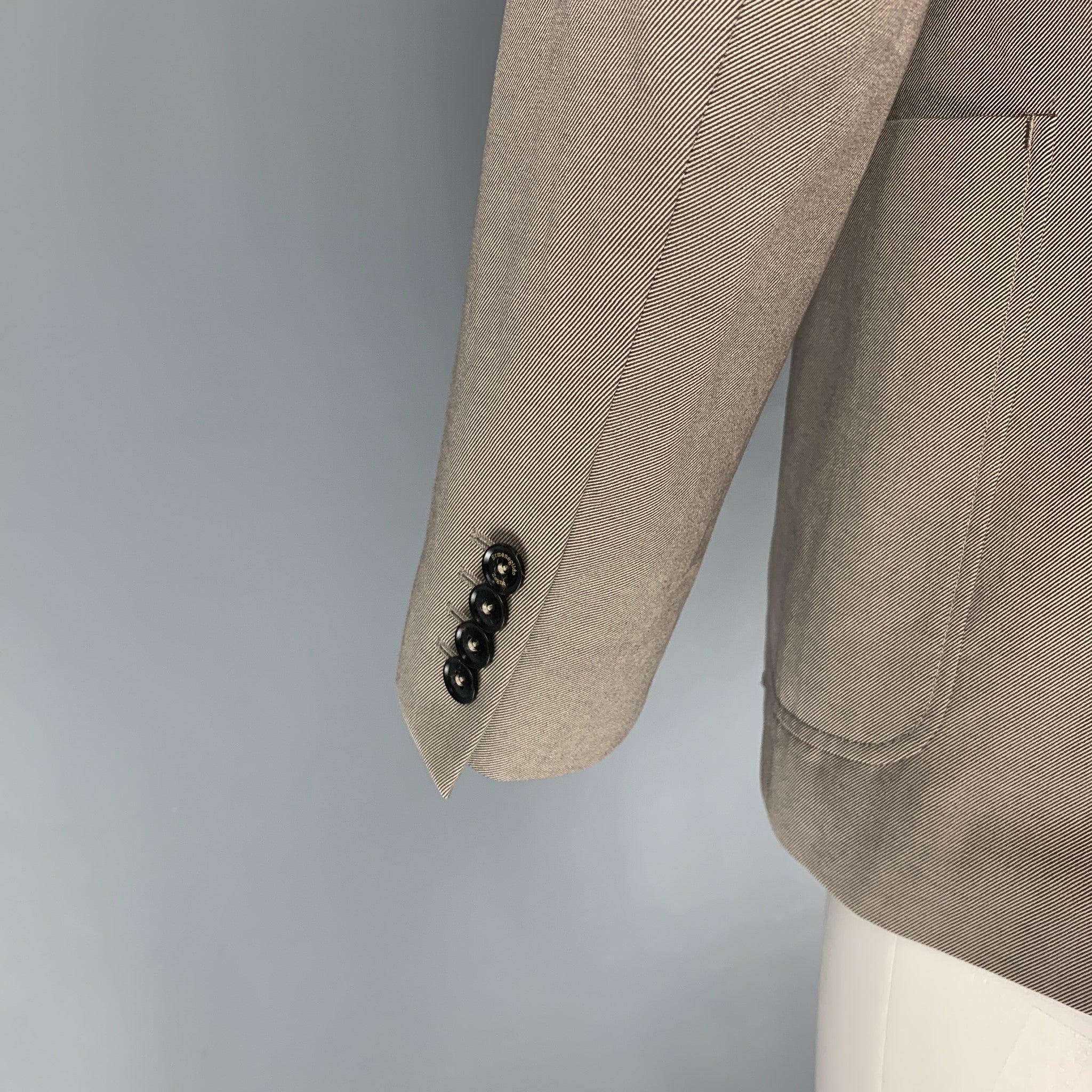 Men's ERMENEGILDO ZEGNA Size 40 Khaki Brown Mixed Fabrics Sport Coat For Sale