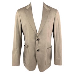 Ermenegildo Zegna Taglia 40 Cappotto Sportivo in Tessuto Misto Marrone Khaki