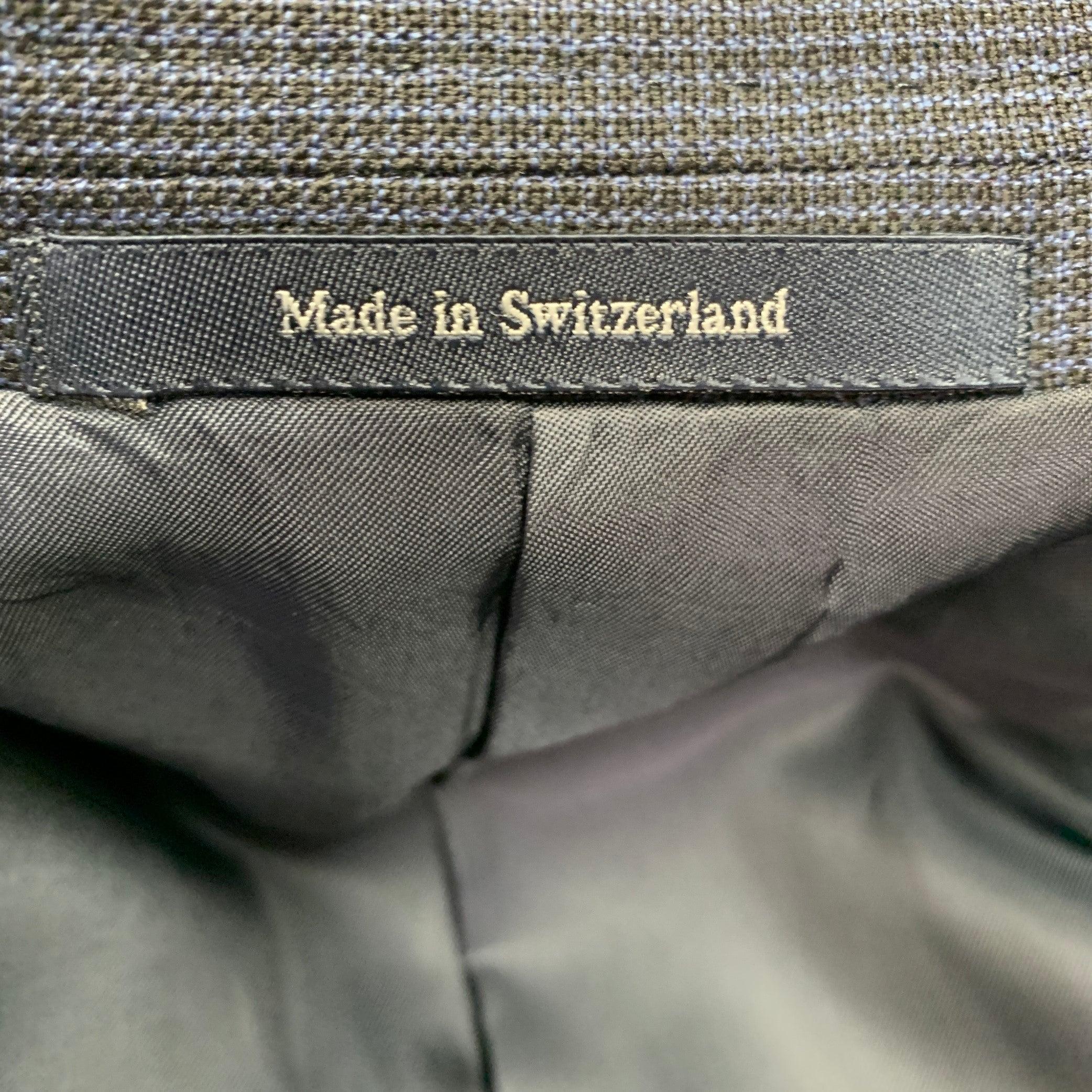 ERMENEGILDO ZEGNA Größe 40 Marineblau Schwarz Kariert Wollmantel im Angebot 6