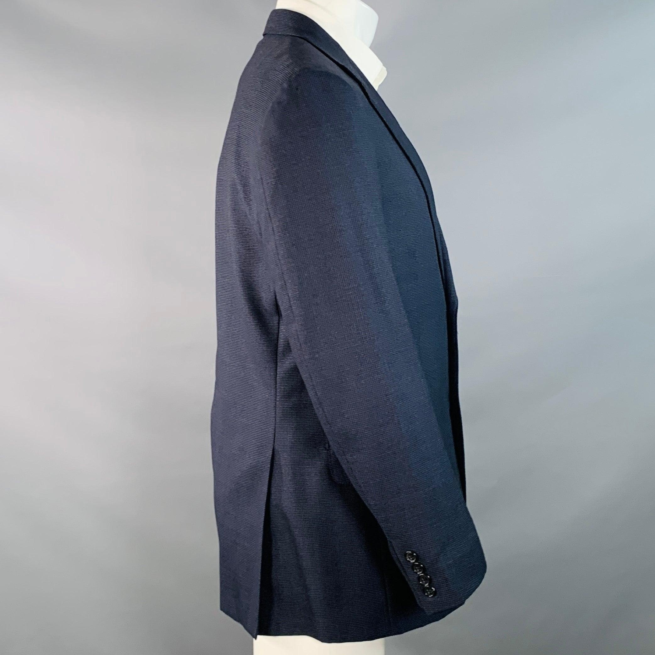 ERMENEGILDO ZEGNA Größe 40 Marineblau Schwarz Kariert Wollmantel im Zustand „Gut“ im Angebot in San Francisco, CA