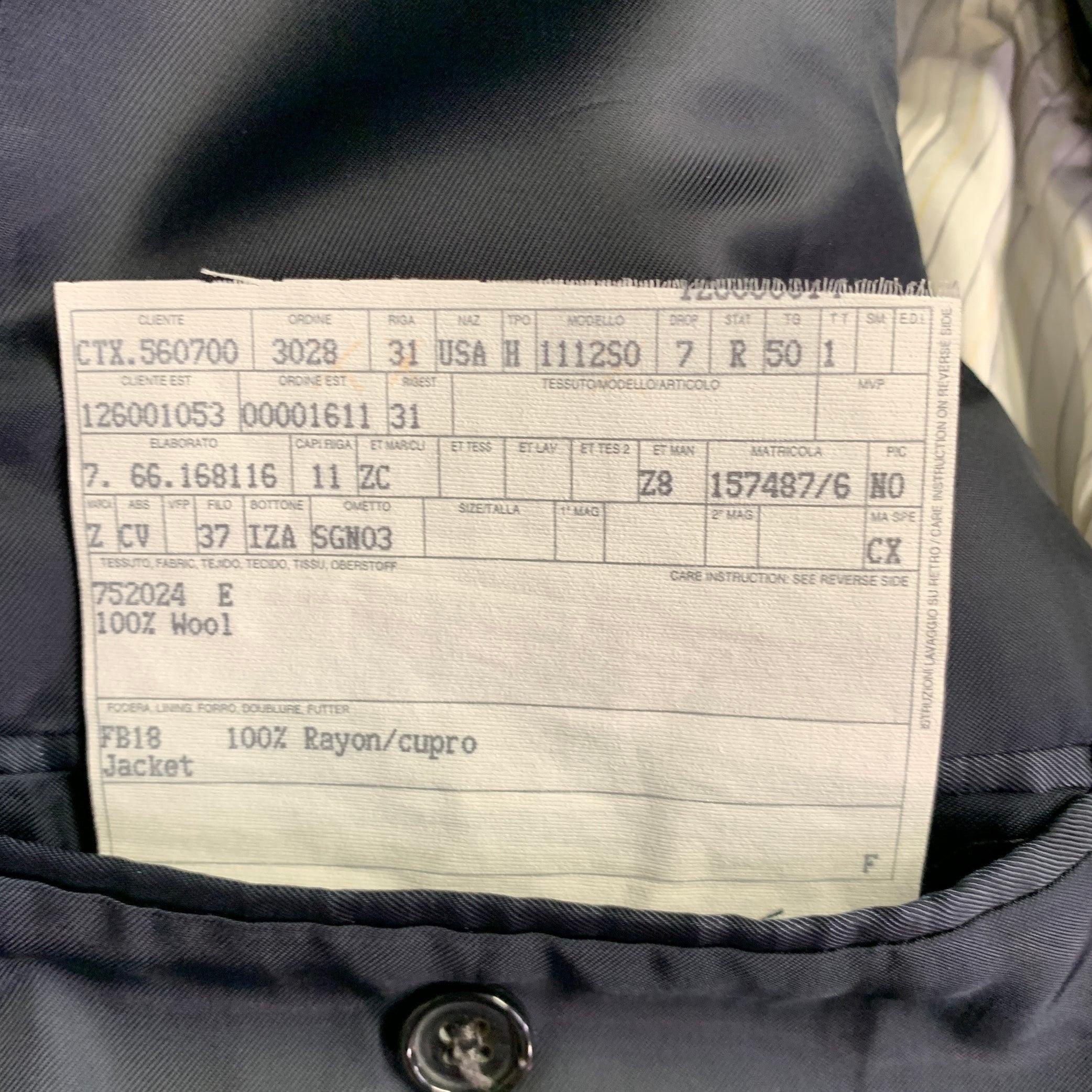 ERMENEGILDO ZEGNA Größe 40 Marineblau Schwarz Kariert Wollmantel im Angebot 4