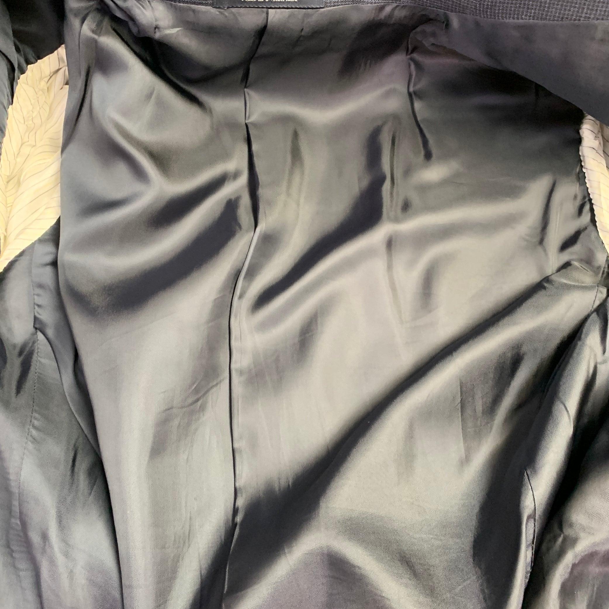 ERMENEGILDO ZEGNA Größe 40 Marineblau Schwarz Kariert Wollmantel im Angebot 5