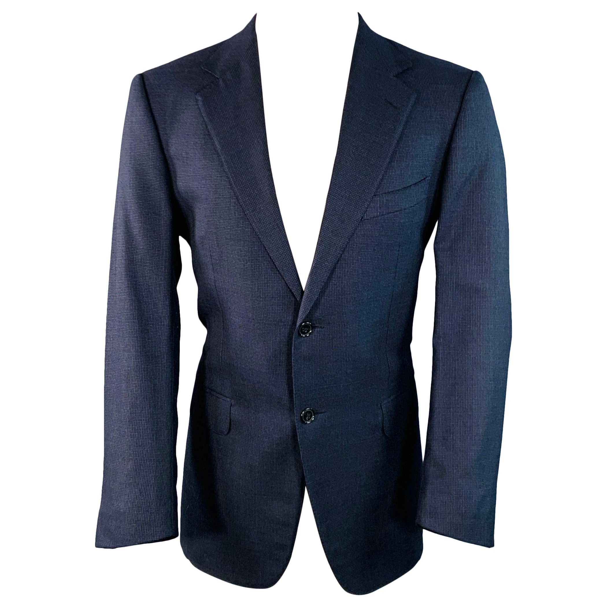 Ermenegildo Zegna Taille 40 Manteau de sport en laine à carreaux noir et marine