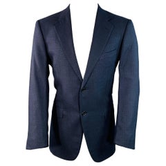 Ermenegildo Zegna Taille 40 Manteau de sport en laine à carreaux noir et marine