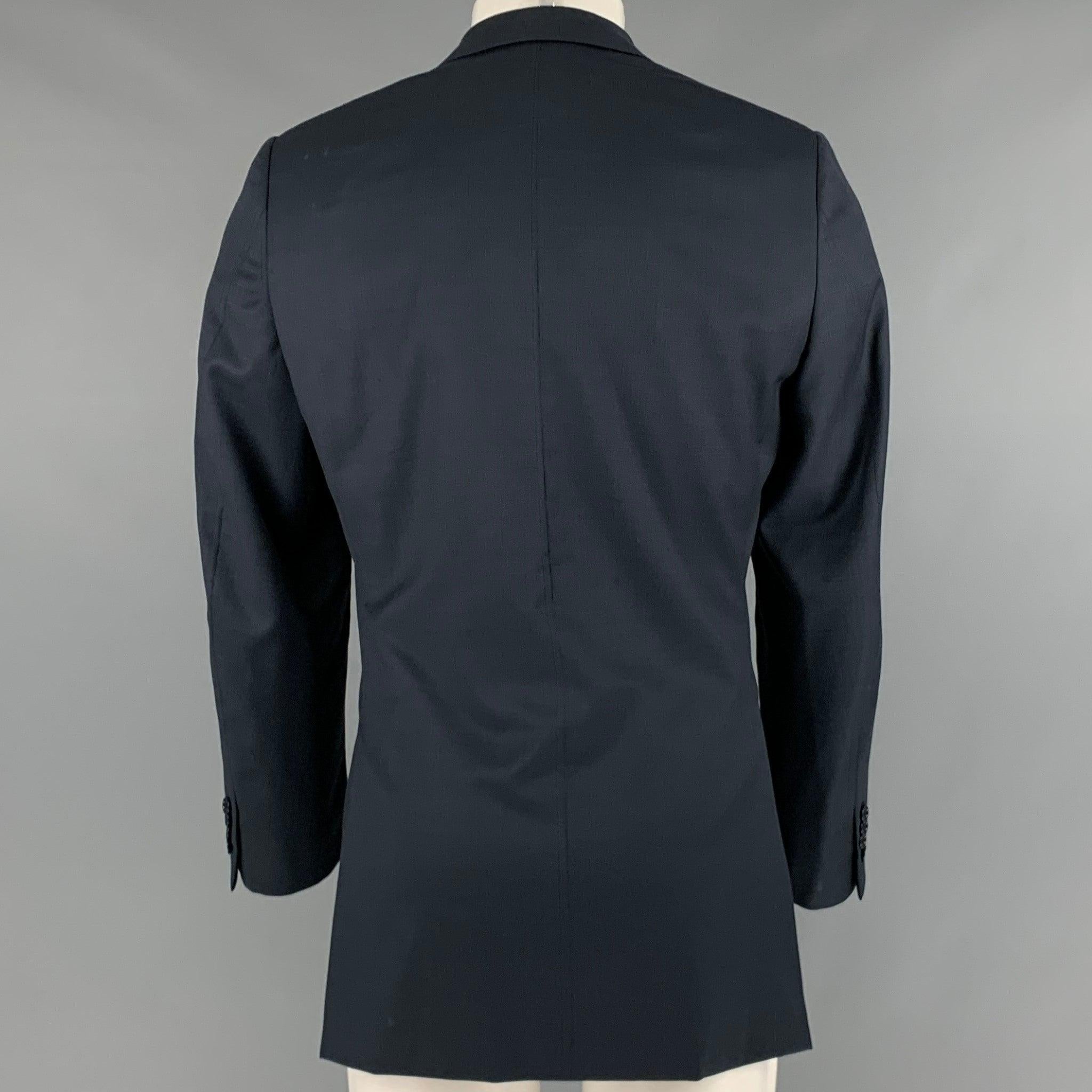 ERMENEGILDO ZEGNA Size 40 Navy Black Nailhead Wool Sport Coat In Good Condition In San Francisco, CA