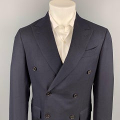 ERMENEGILDO ZEGNA Size 40 Navy Silk / Wool Custom Sport Coat