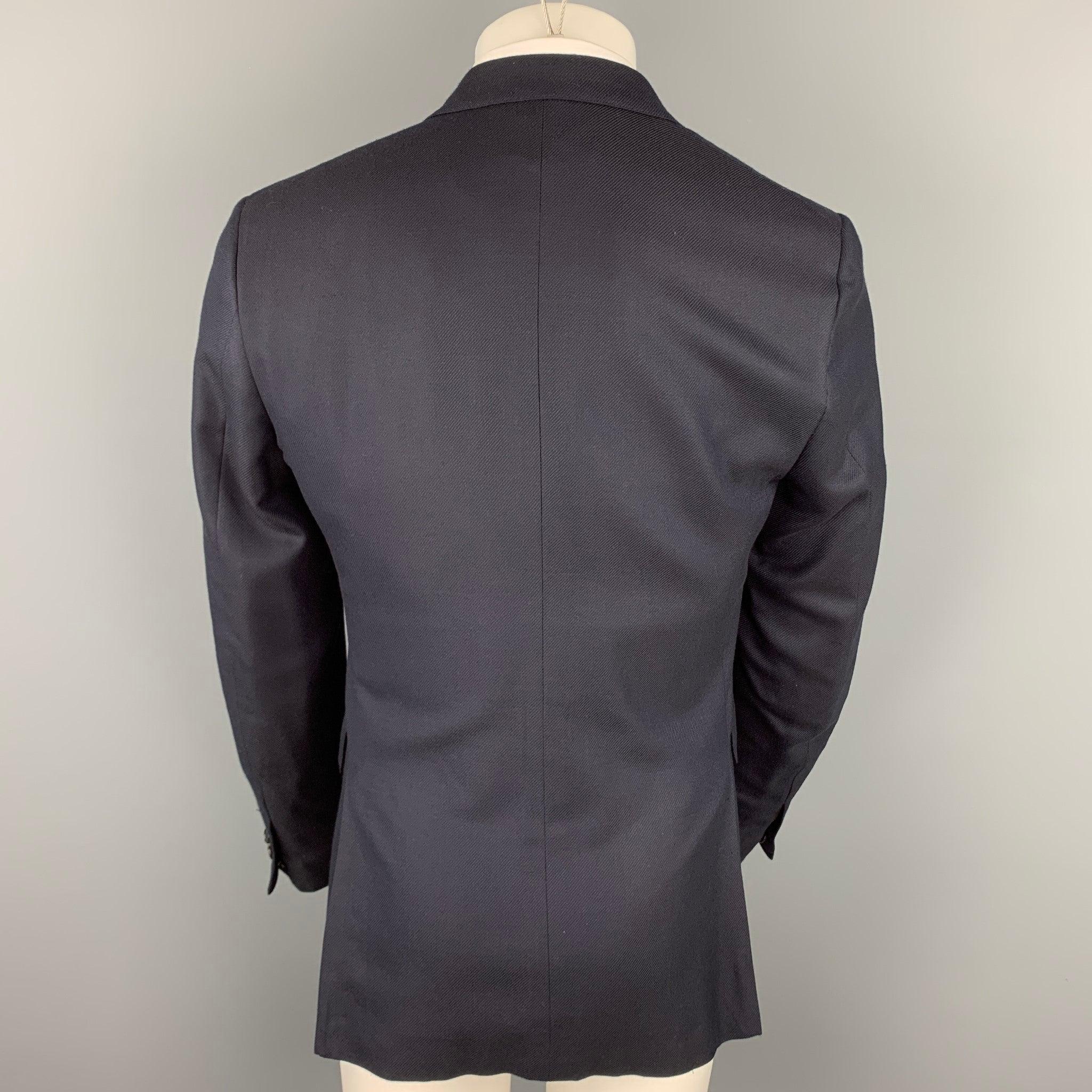 Men's ERMENEGILDO ZEGNA Size 40 Navy Silk / Wool Custom Sport Coat For Sale