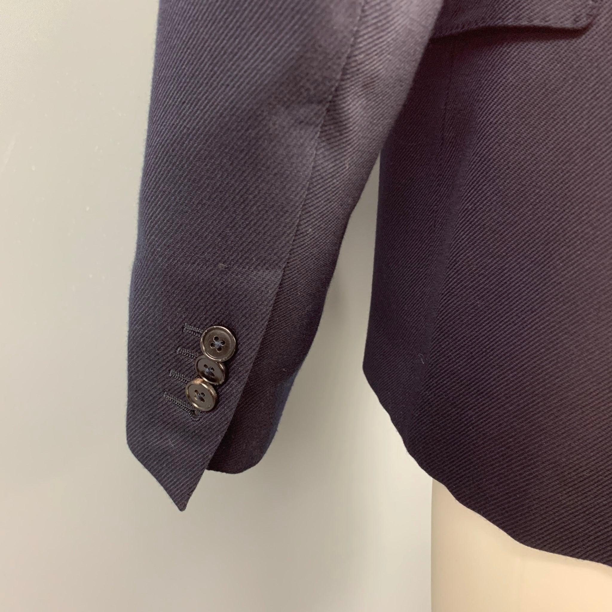 ERMENEGILDO ZEGNA Size 40 Navy Silk / Wool Custom Sport Coat For Sale 1