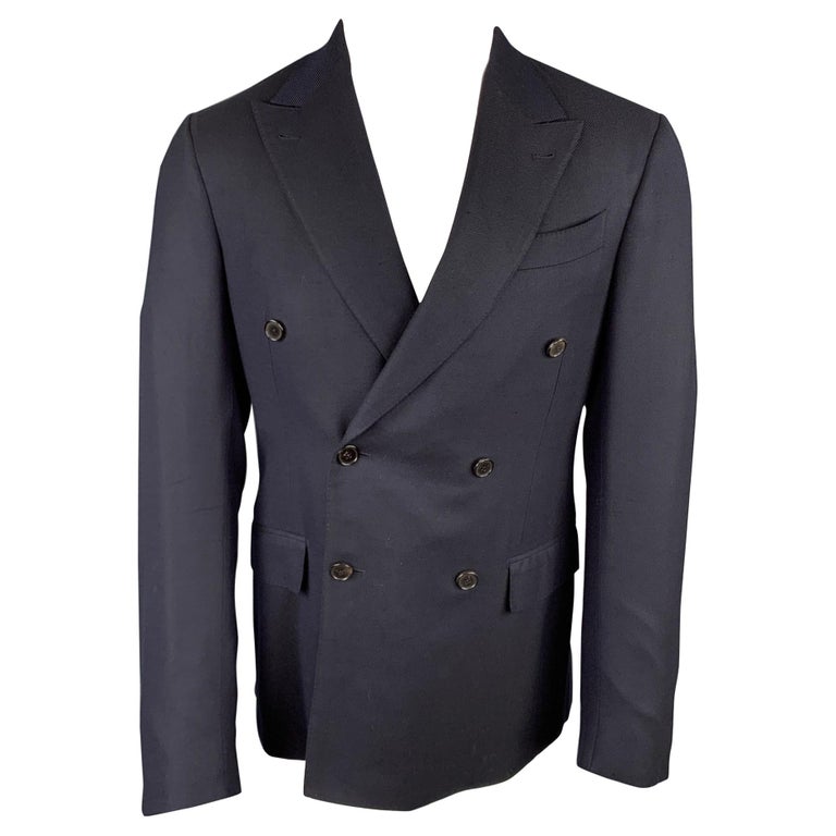 ERMENEGILDO ZEGNA Size 40 Navy Silk Wool Custom Sport Coat For