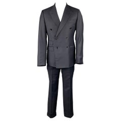 ERMENEGILDO ZEGNA Size 40 Navy Wool Double Breasted Custom Suit