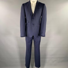 ERMENEGILDO ZEGNA Size 40 Navy Wool Notch Lapel Suit