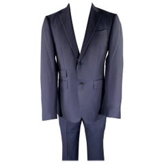 ERMENEGILDO ZEGNA Size 40 Navy Wool Notch Lapel Suit