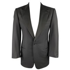 ERMENEGILDO ZEGNA Size 40 Regular Black Wool Peak Lapel Tuxedo