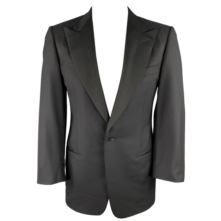ERMENEGILDO ZEGNA Size 40 Regular Black Wool Peak Lapel Tuxedo at 1stDibs