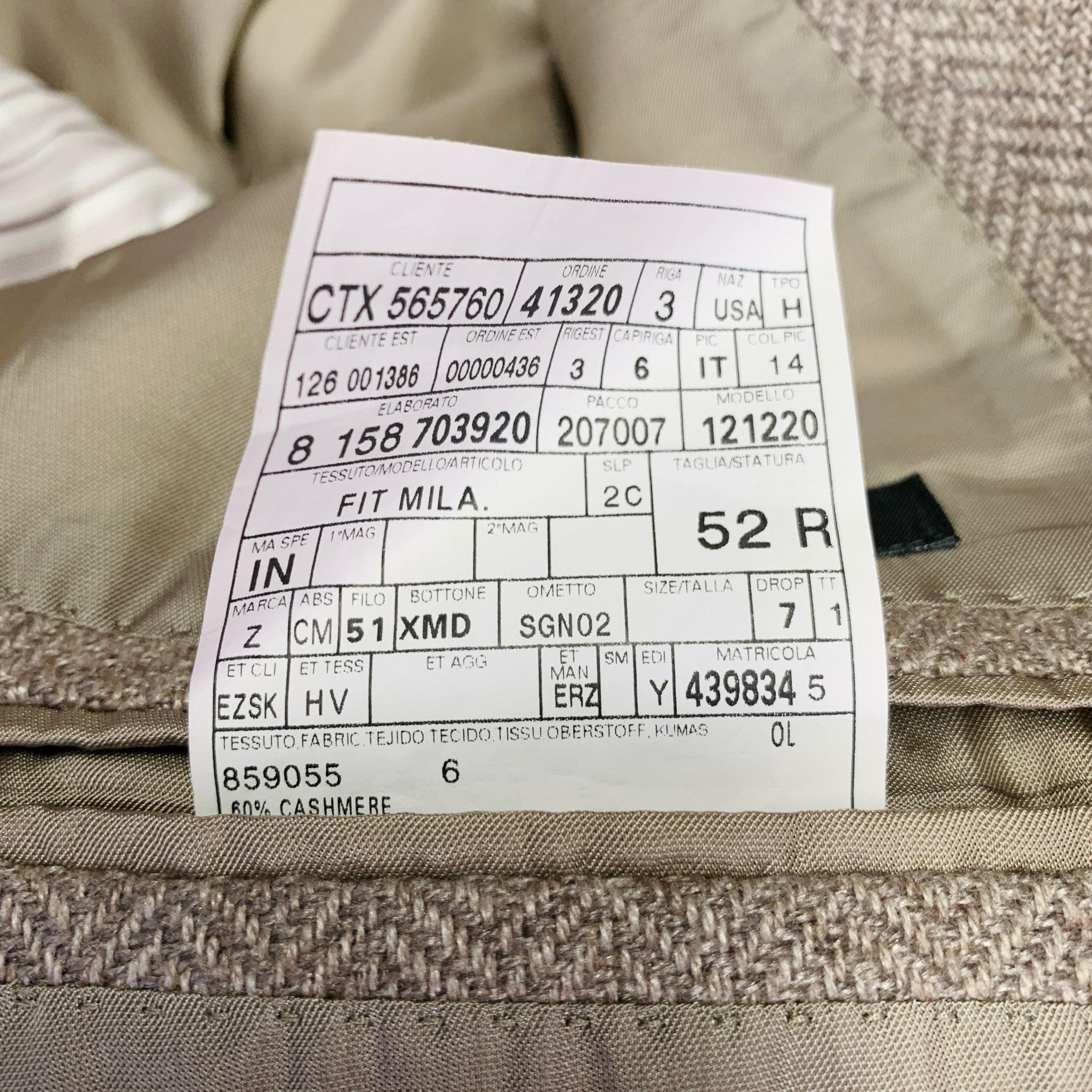 ERMENEGILDO ZEGNA Size 42 Beige Taupe Herringbone Cashmere Silk Sport Coat For Sale 5