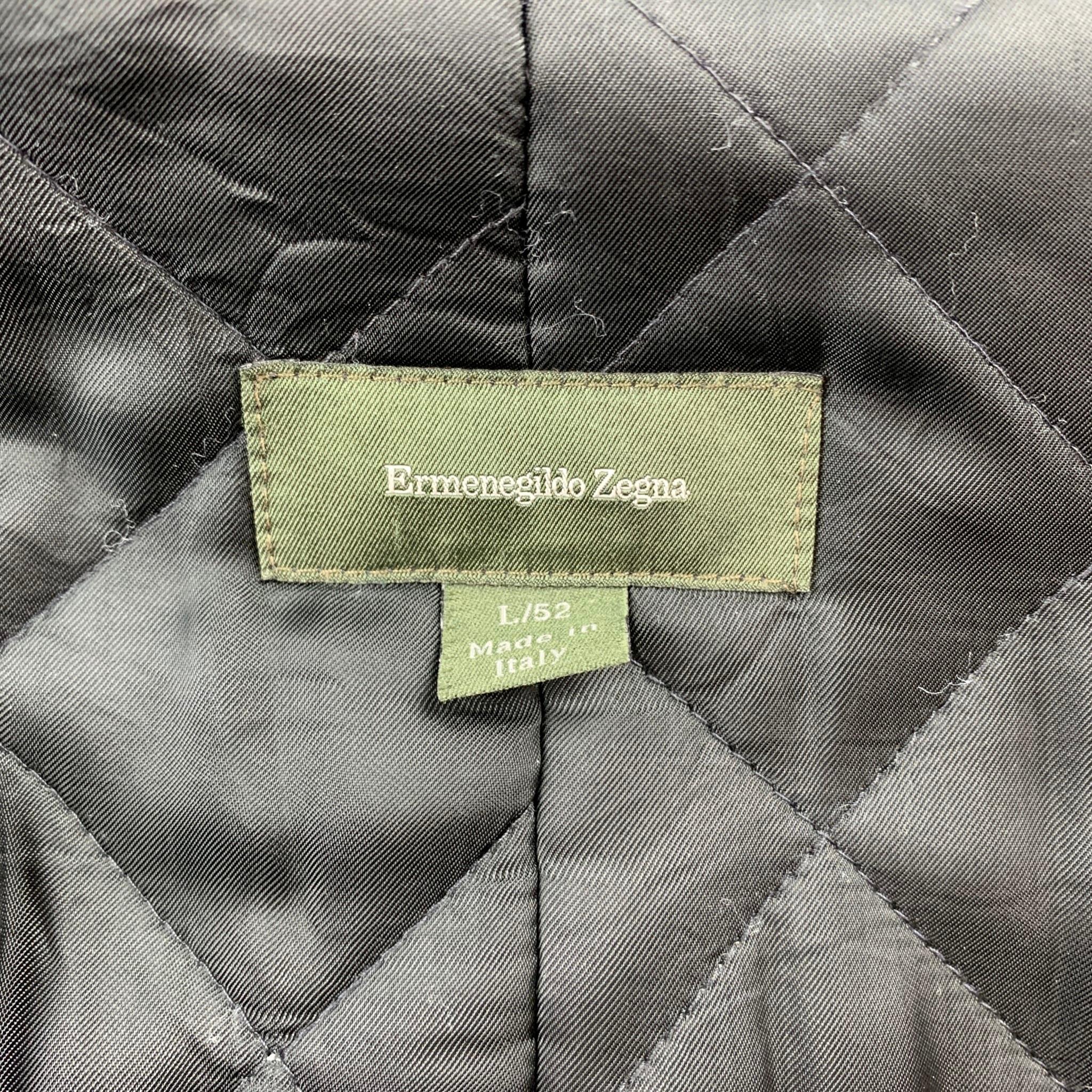 ERMENEGILDO ZEGNA Size 42 Black Polyester Blend Zip Up Coat 1