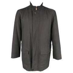 ERMENEGILDO ZEGNA Size 42 Black Polyester Blend Zip Up Coat