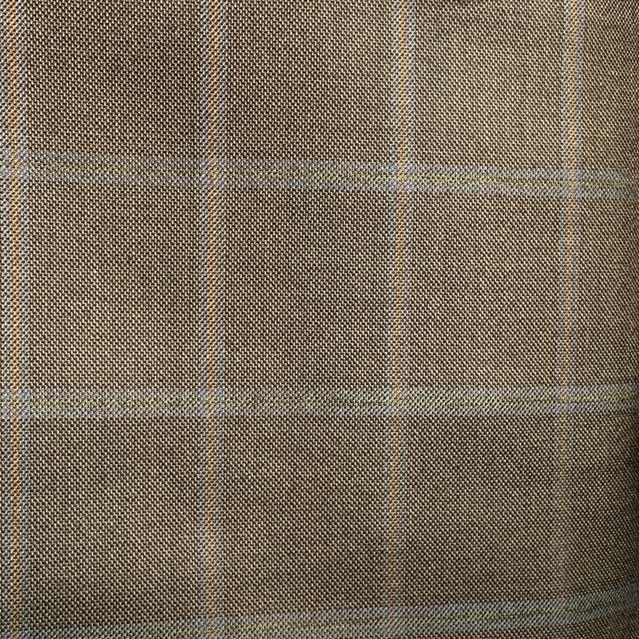 ERMENEGILDO ZEGNA for WILKES BASHFORD sport coat
in a
brown and olive green silk wool woven blend fabric featuring a windowpane pattern, notch lapel, double vented back, and double button closure. Made in Switzerland.Excellent Pre-Owned Condition.