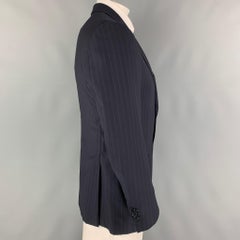 ERMENEGILDO ZEGNA Size 42 C Black Purple Stripe Wool Silk Sport Coat