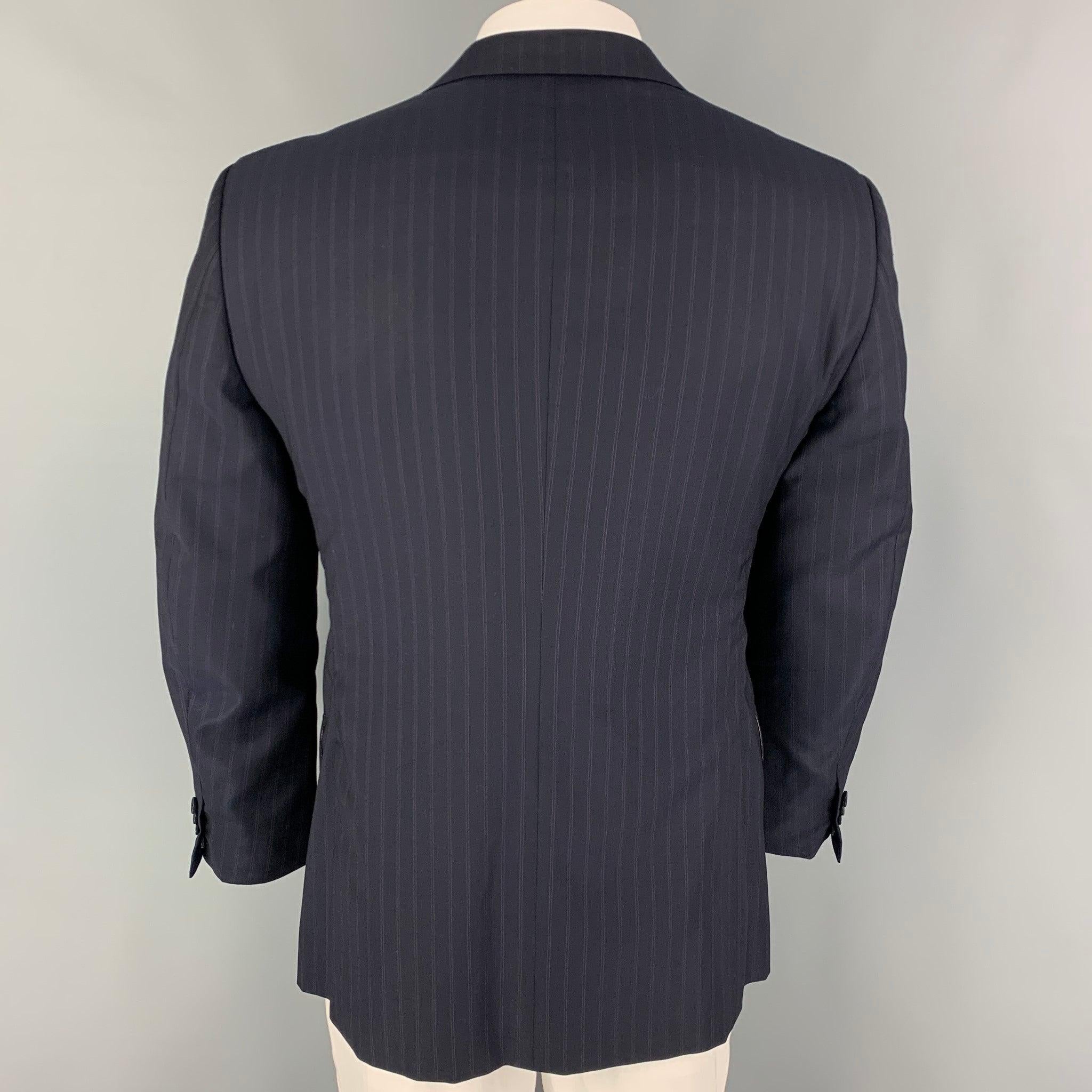 ERMENEGILDO ZEGNA Size 42 C Black Purple Stripe Wool Silk Sport Coat In Good Condition In San Francisco, CA