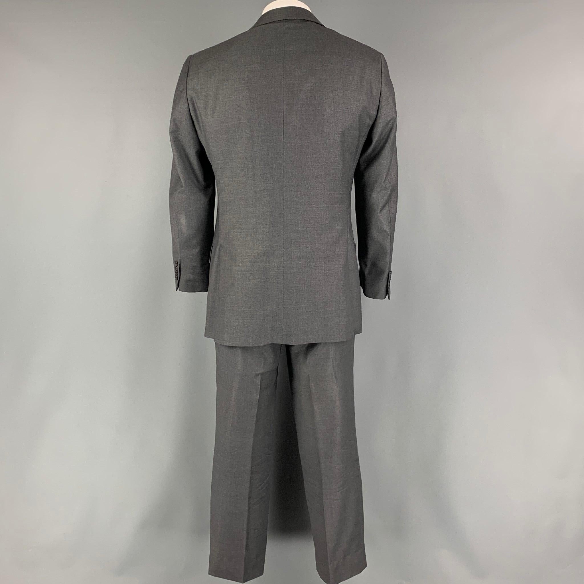 ERMENEGILDO ZEGNA Size 42 Grey Wool Single breasted 33 27 Suit In Good Condition In San Francisco, CA