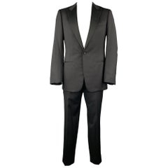 ERMENEGILDO ZEGNA - Long manteau de smoking en laine noir à revers en pointe, taille 42