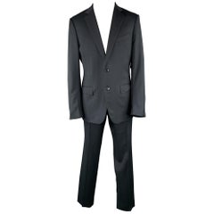 Used ERMENEGILDO ZEGNA Size 42 Regular Black Wool Notch Lapel Suit