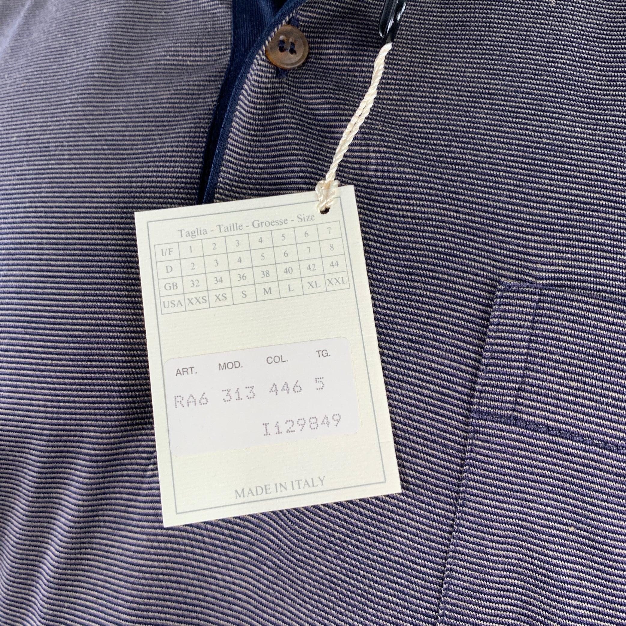 ERMENEGILDO ZEGNA Size 42 Tan Black Stripe Cotton One Pocket Polo For Sale 2