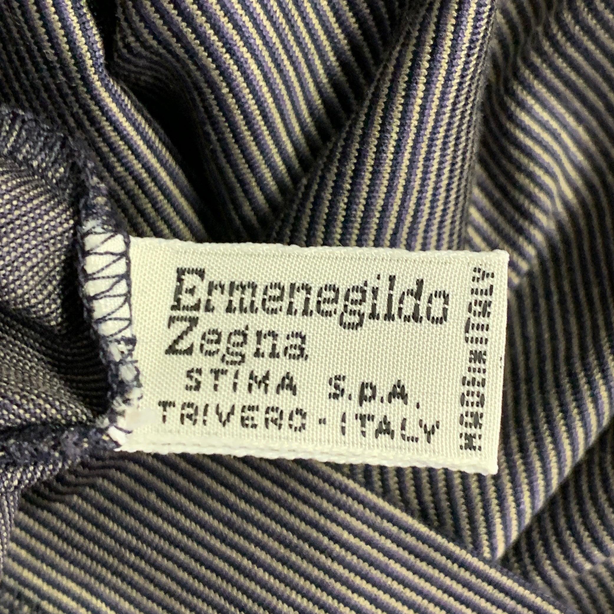 ERMENEGILDO ZEGNA Size 42 Tan Black Stripe Cotton One Pocket Polo For Sale 4