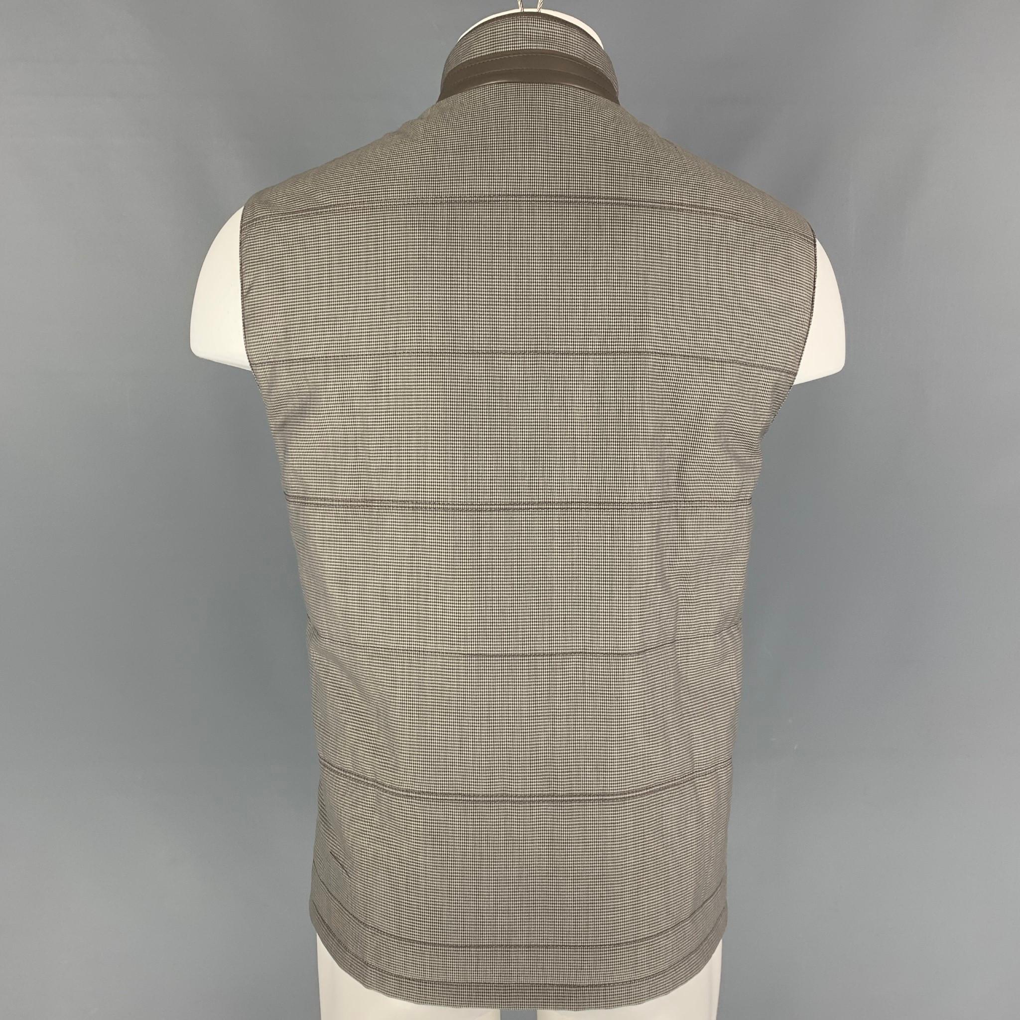 Gray ERMENEGILDO ZEGNA Size 42 Taupe Grey Quilted Wool Silk Reversible Vest