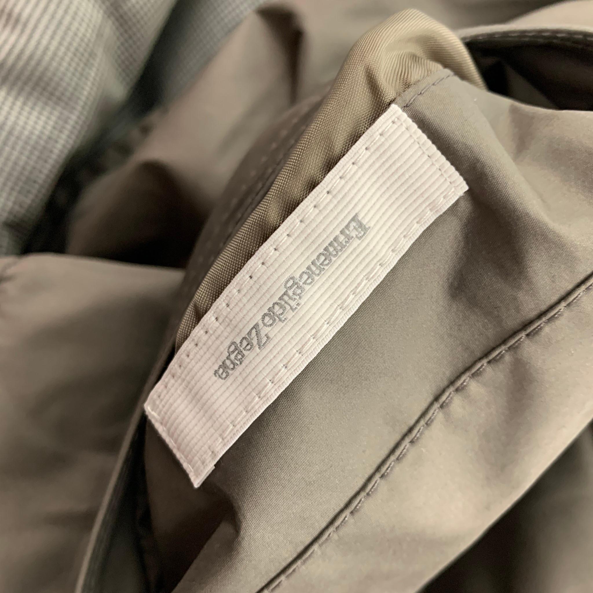 Men's ERMENEGILDO ZEGNA Size 42 Taupe Grey Quilted Wool Silk Reversible Vest