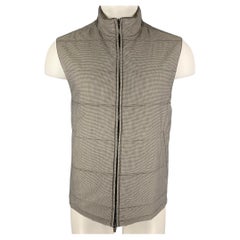ERMENEGILDO ZEGNA Size 42 Taupe Grey Quilted Wool Silk Reversible Vest