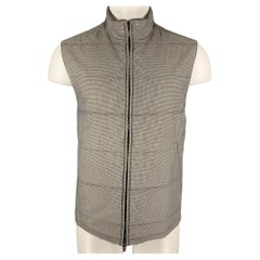 ERMENEGILDO ZEGNA Größe 42 Taupe Grau Steppweste Wolle Seide Reversible Vest