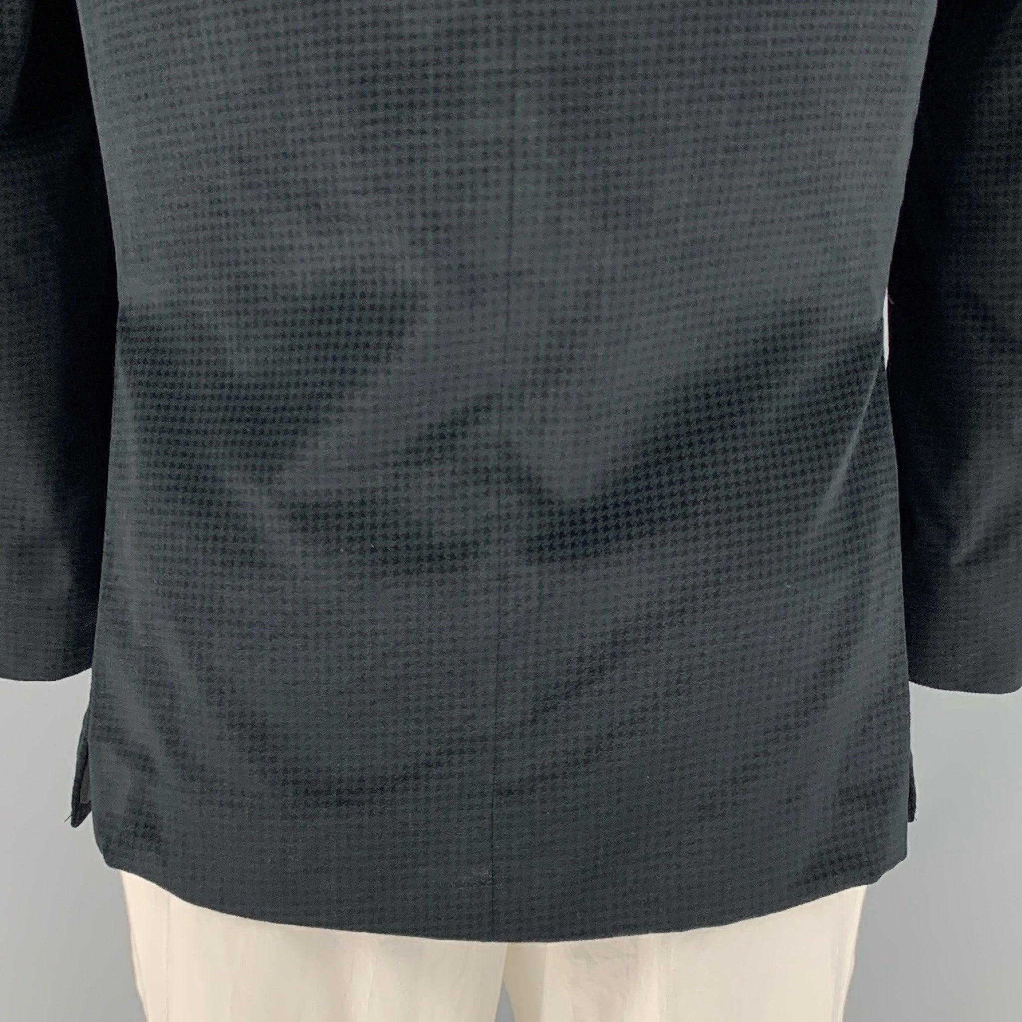 ERMENEGILDO ZEGNA Size 44 Black Houndstooth Cotton Silk Sport Coat 2