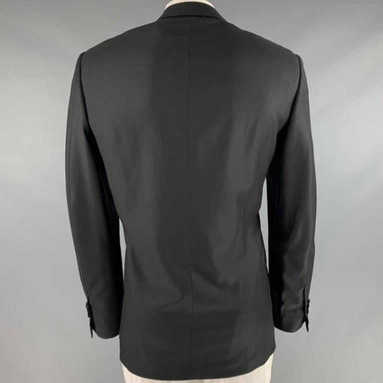 ERMENEGILDO ZEGNA Size 40 Black Wool Peak Lapel Sport Coat In Good Condition For Sale In San Francisco, CA
