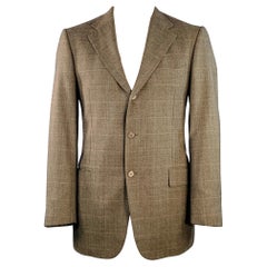 ERMENEGILDO ZEGNA Size 44 Brown Red Blue Plaid Wool Sport Coat