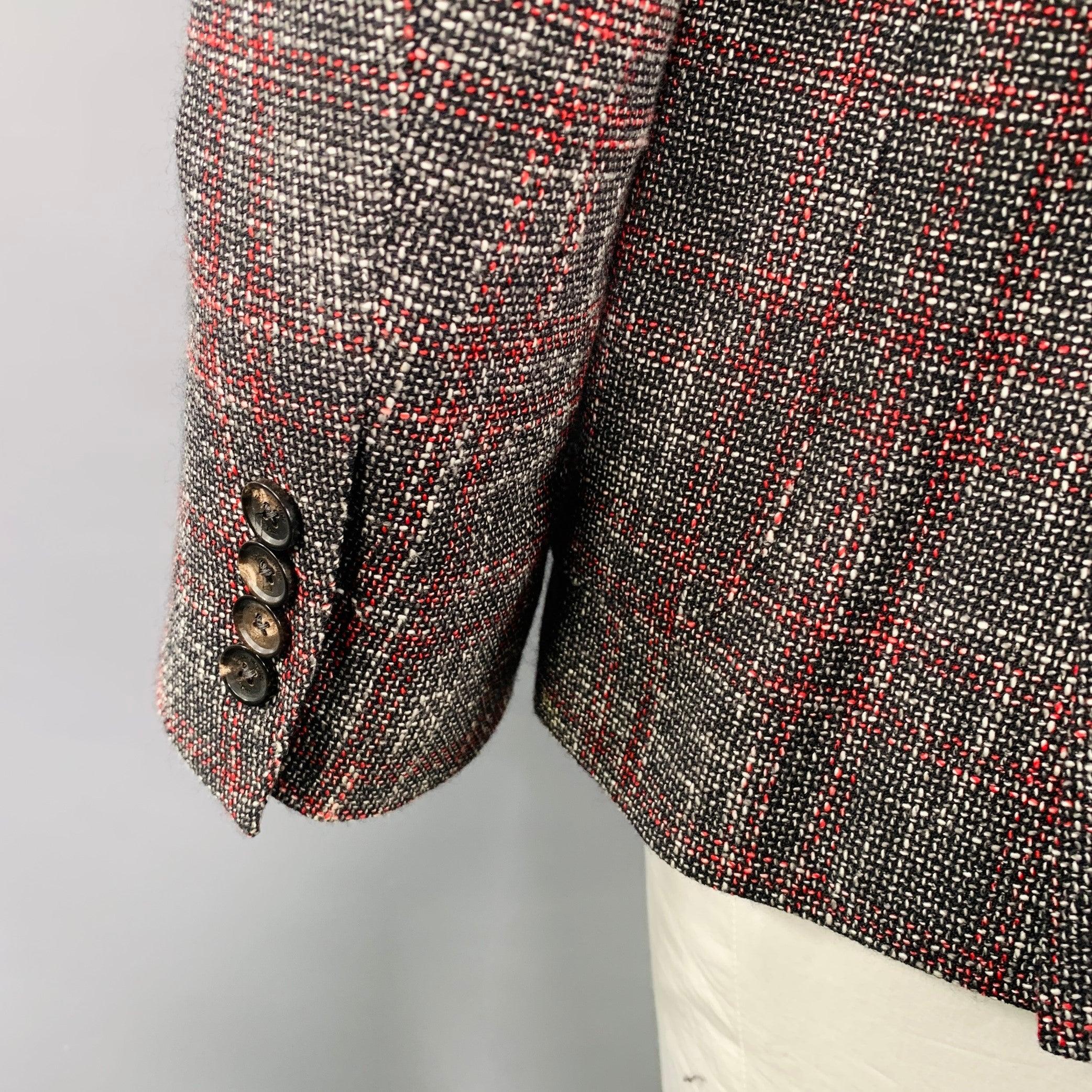 Men's ERMENEGILDO ZEGNA Size 44 Grey Burgundy White Tweed Sport Coat For Sale