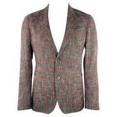 ERMENEGILDO ZEGNA Size 44 Grey Burgundy White Tweed Sport Coat