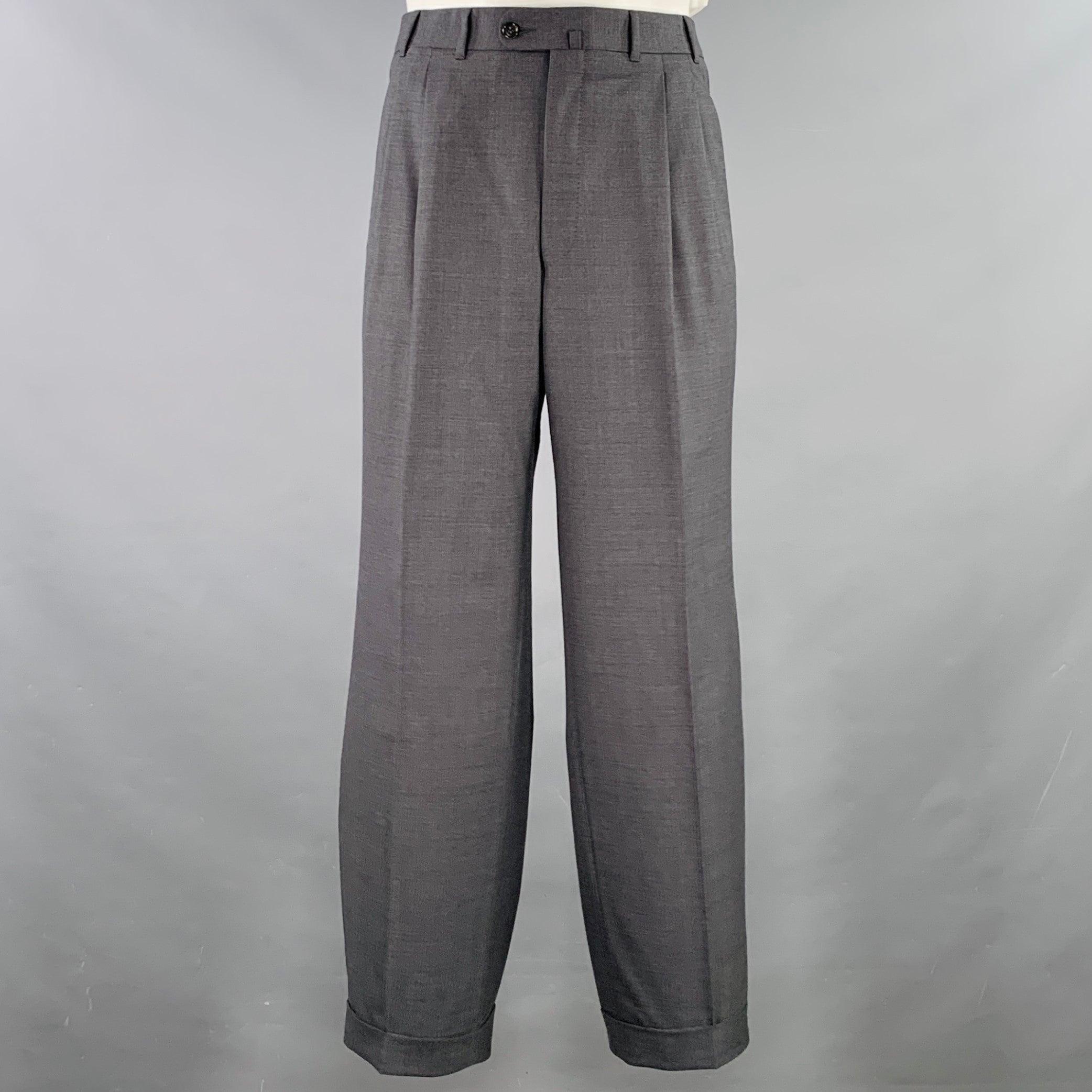 ERMENEGILDO ZEGNA Size 44 Grey Charcoal Wool Notch Lapel Suit In Good Condition In San Francisco, CA