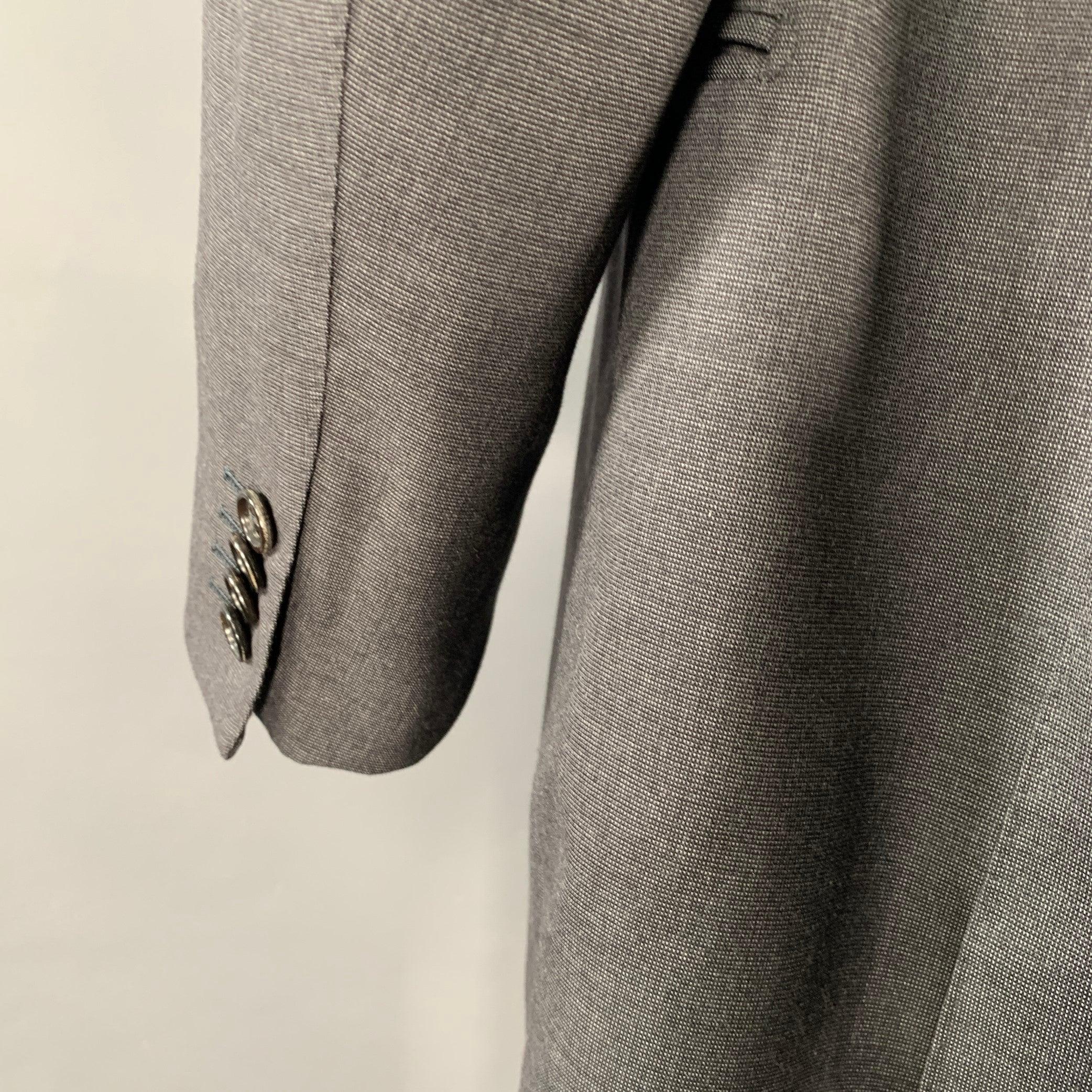ERMENEGILDO ZEGNA Size 44 Grey Charcoal Wool Notch Lapel Suit 1