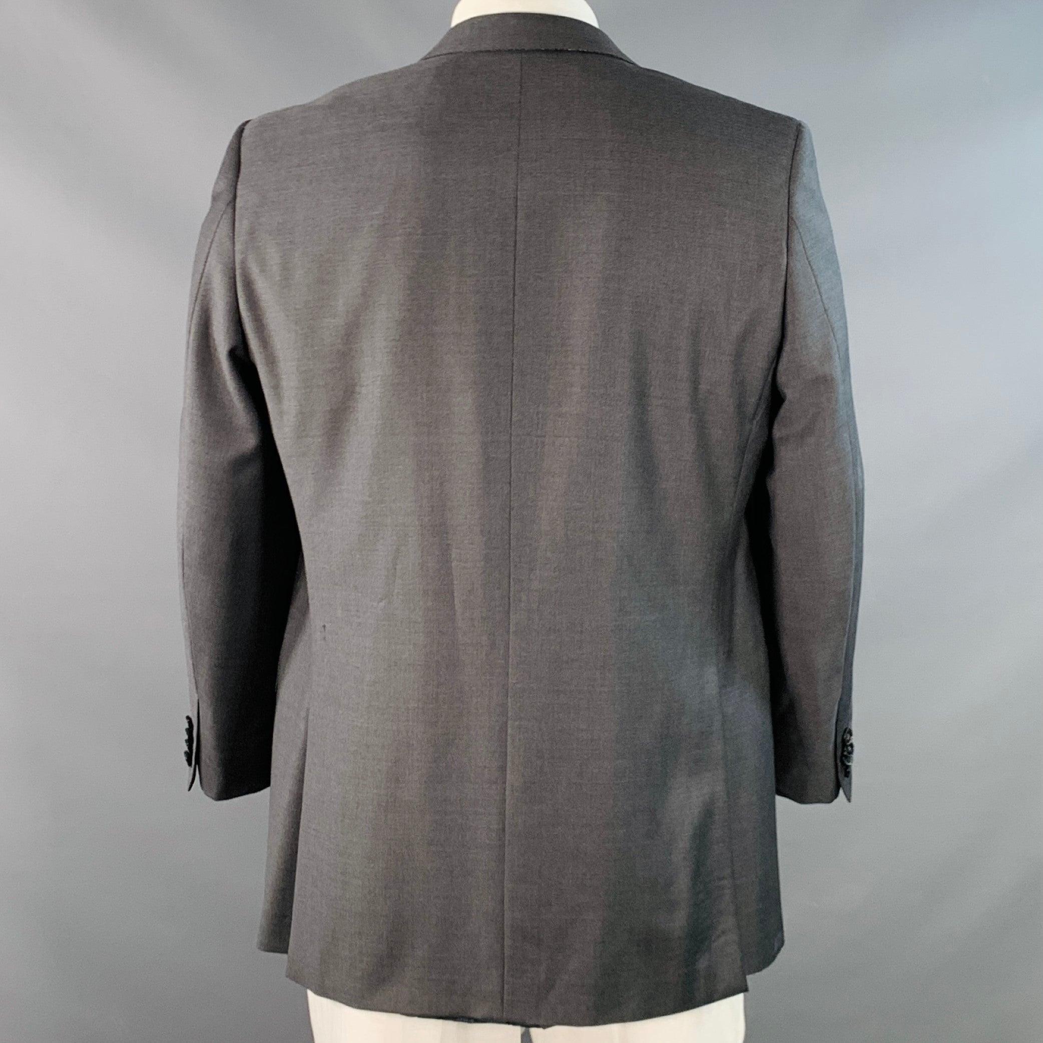 Nero Ermenegildo Zegna Taglia 44 Cappotto sportivo monopetto in lana grigia con risvolto a tacche in vendita