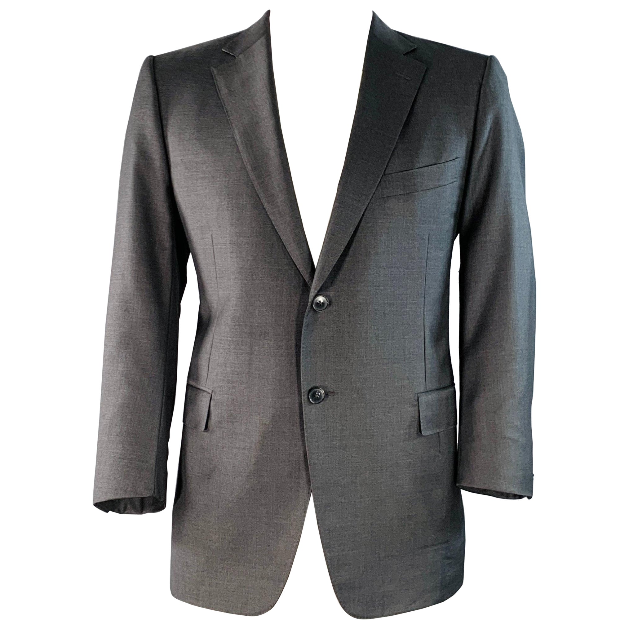Ermenegildo Zegna Taglia 44 Cappotto sportivo monopetto in lana grigia con risvolto a tacche in vendita