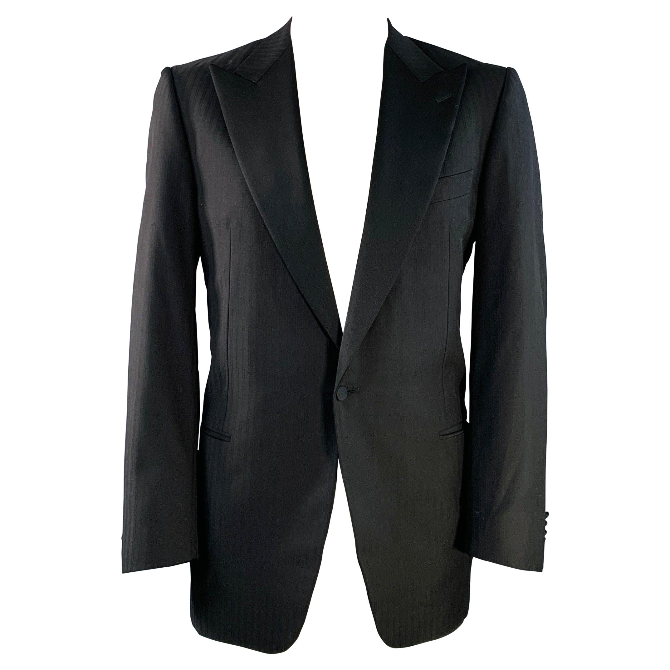 ERMENEGILDO ZEGNA Size 44 Long Black Pinstripe Wool Tuxedo For Sale