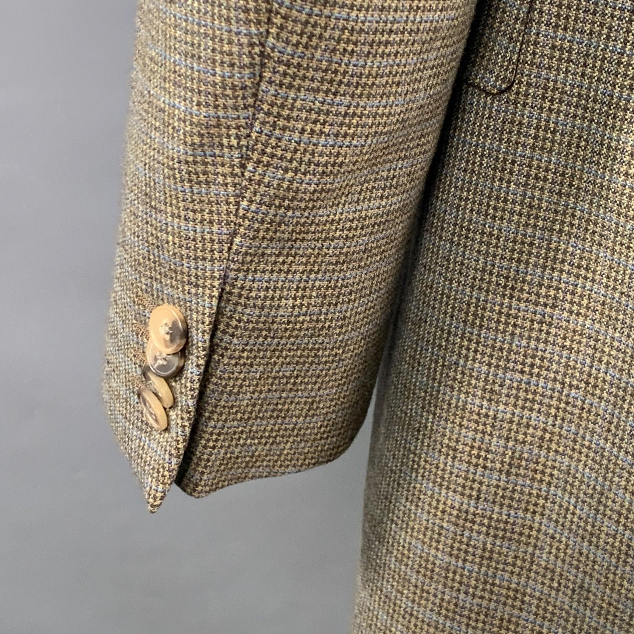 Uomo Ermenegildo Zegna Taglia 44 Cappotto sportivo lungo in lana pied de poule grigio blu in vendita