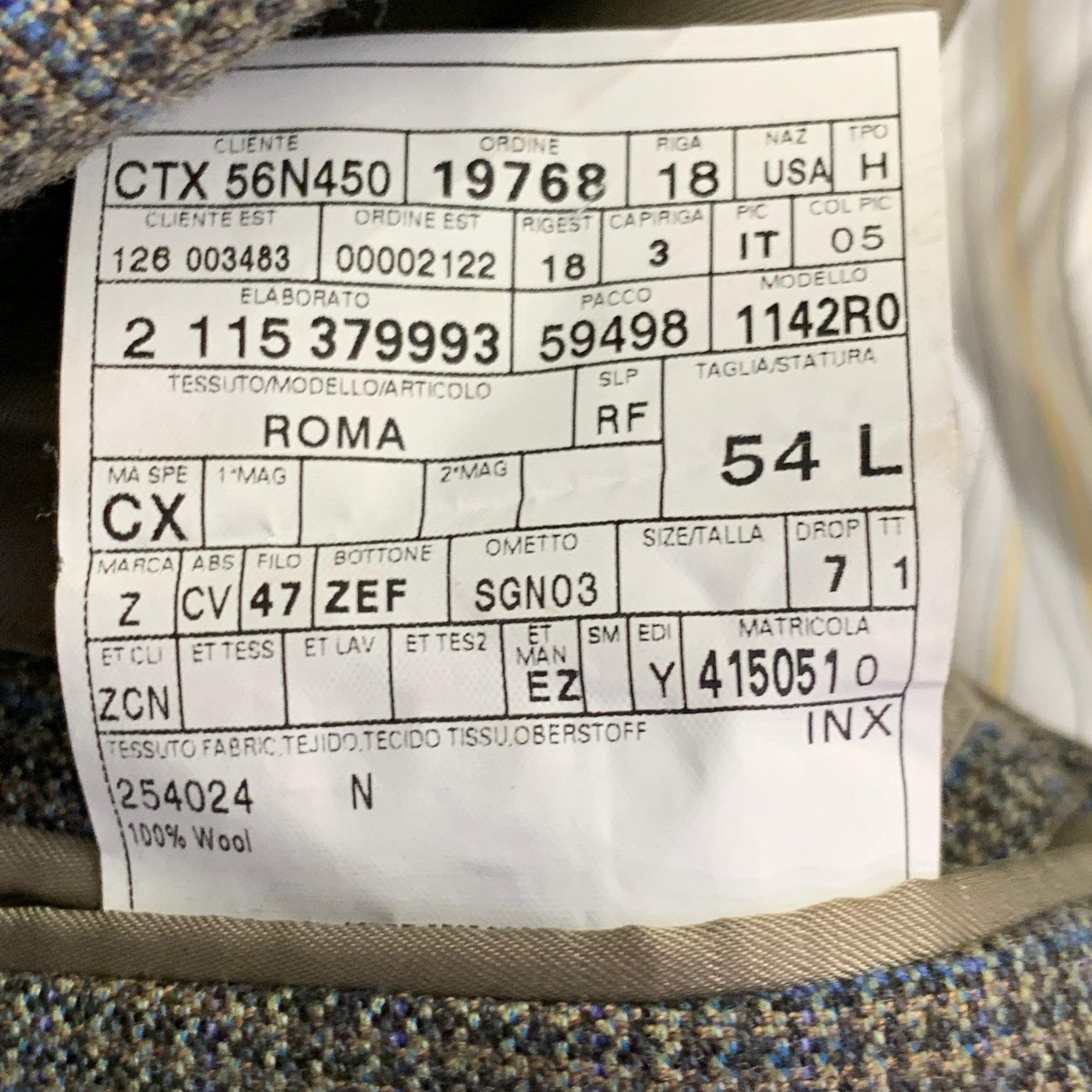 Ermenegildo Zegna Taglia 44 Cappotto sportivo lungo in lana pied de poule grigio blu in vendita 3
