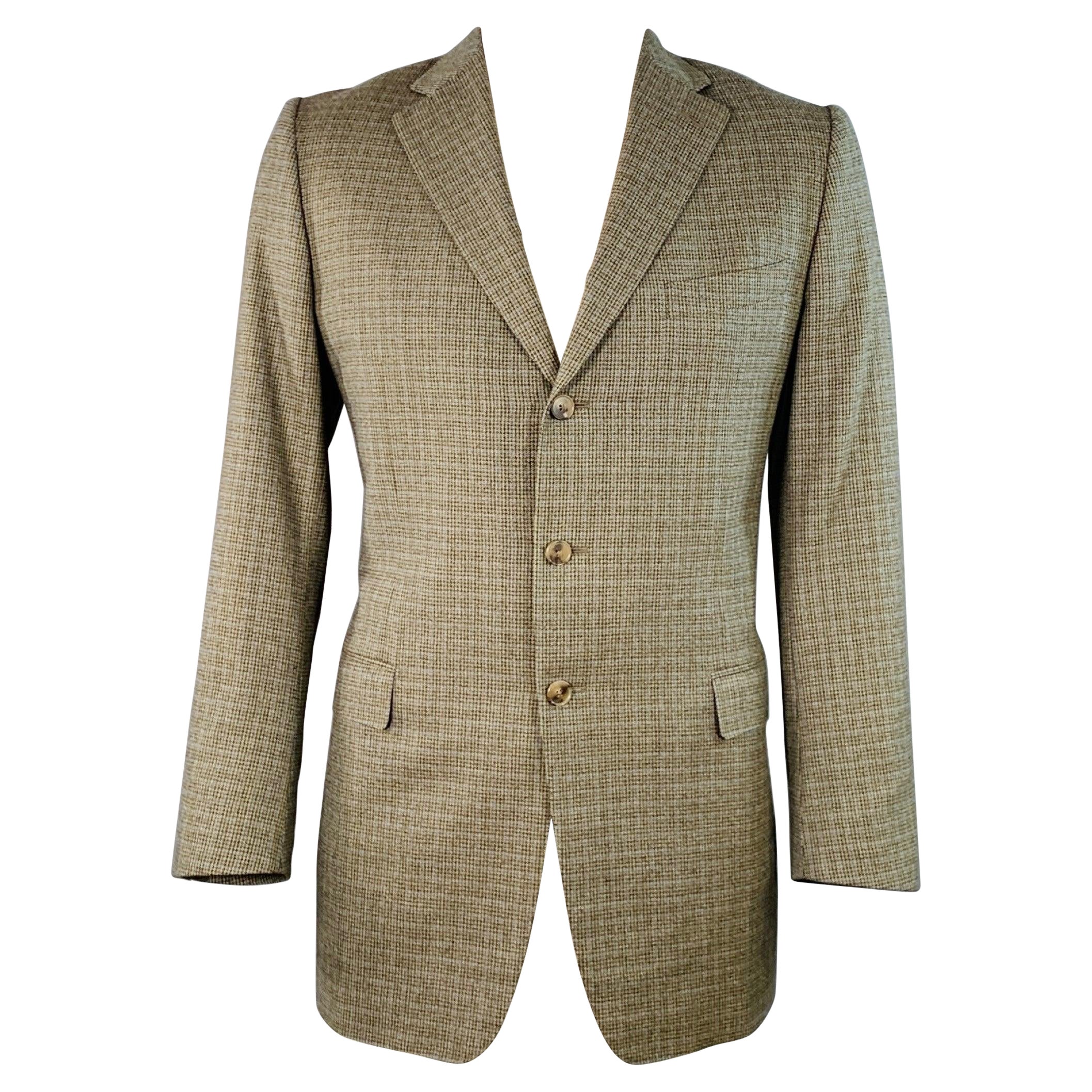 Ermenegildo Zegna Taglia 44 Cappotto sportivo lungo in lana pied de poule grigio blu in vendita