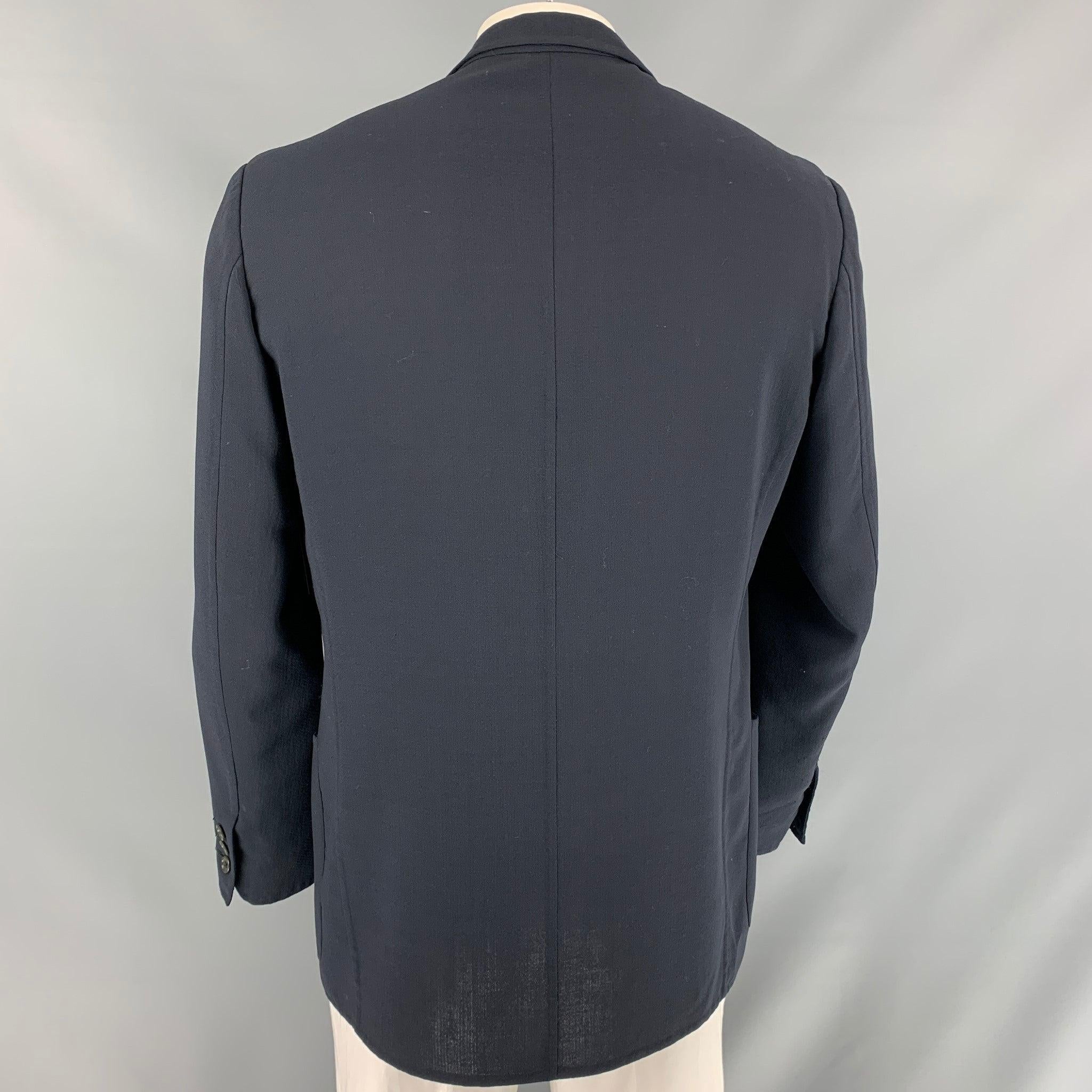 ERMENEGILDO ZEGNA Size 44 Navy Solid Single breasted Sport Coat In Excellent Condition For Sale In San Francisco, CA